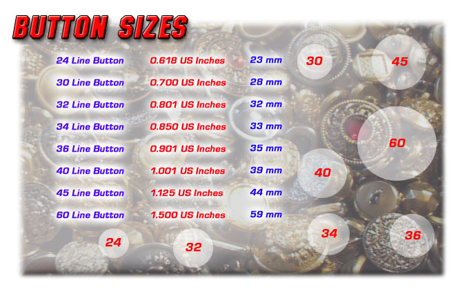 Metal Button Sizes